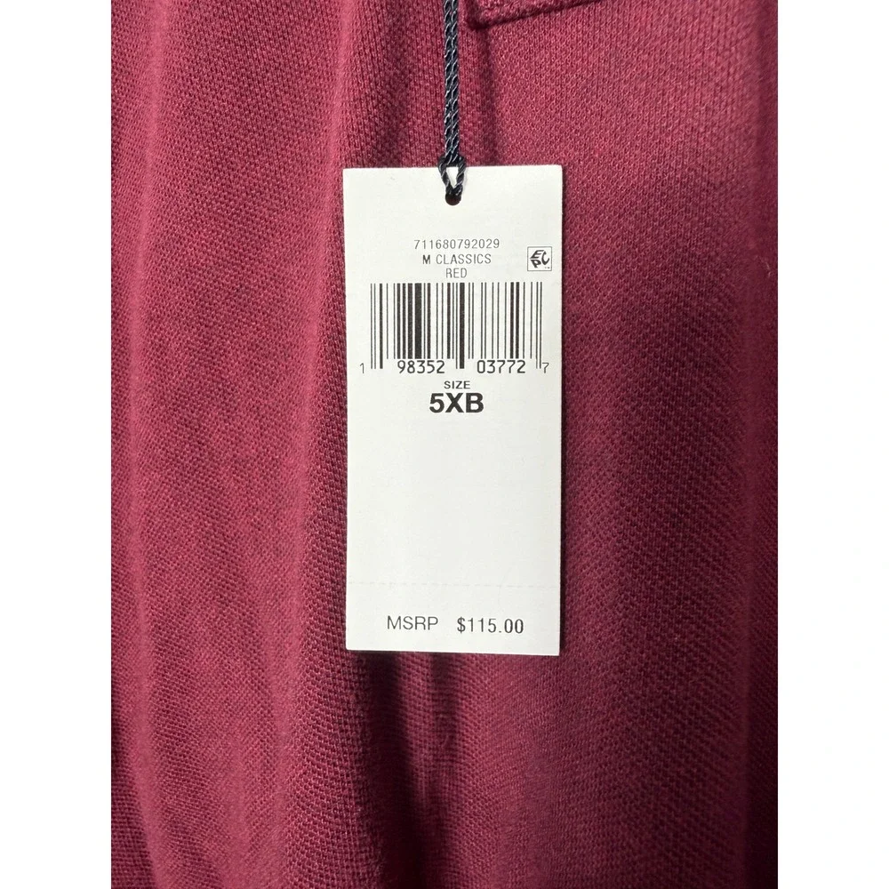 Polo Ralph Lauren Mens Long Sleeve‎ Polo Shirt Red Mesh 5XB Big & Tall NWT